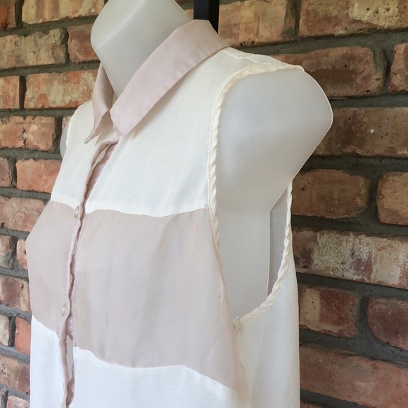 Charlotte Russe large sheer sleeveless button down - Picture 2 of 8